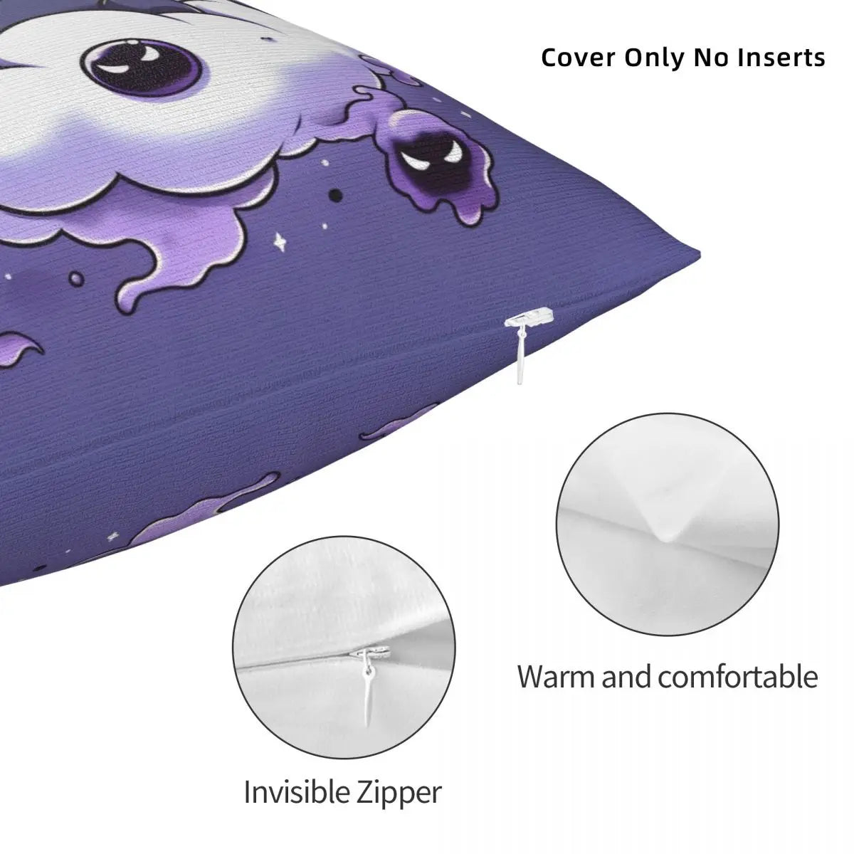 Japanese Anime Pokemon Gengar Cartoon Pillow Cover Soft Pillow Case Cushion Cover Cute Fun Pillowcases for Sofa Home Decoration