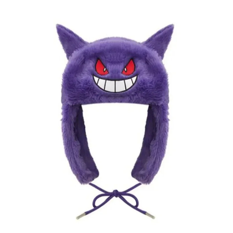Pokemon Gengar Plush Hat Ski Windbreak Hats Cartoon Winter Keep Warm Anime Cosplay Cap Outdoors by Bike Caps Festival Gifts