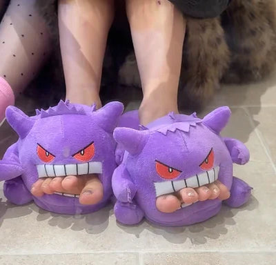 2026 New Gengar Slippers Funny Tongue Out Design Soft Sole Cute Cozy Winter Warm Indoor Couple Home Slippers Toy