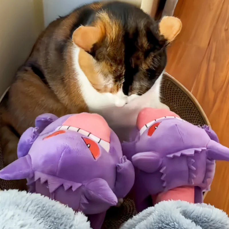 2026 New Gengar Slippers Funny Tongue Out Design Soft Sole Cute Cozy Winter Warm Indoor Couple Home Slippers Toy