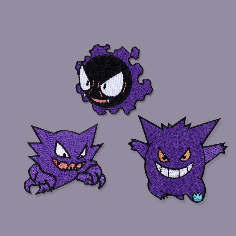Original Pokemon 3 Style Gengar Patch DIY Badge Cloth Patch Embroidery Clothing Bag Sticker down Jacket Denim Xmas Gift