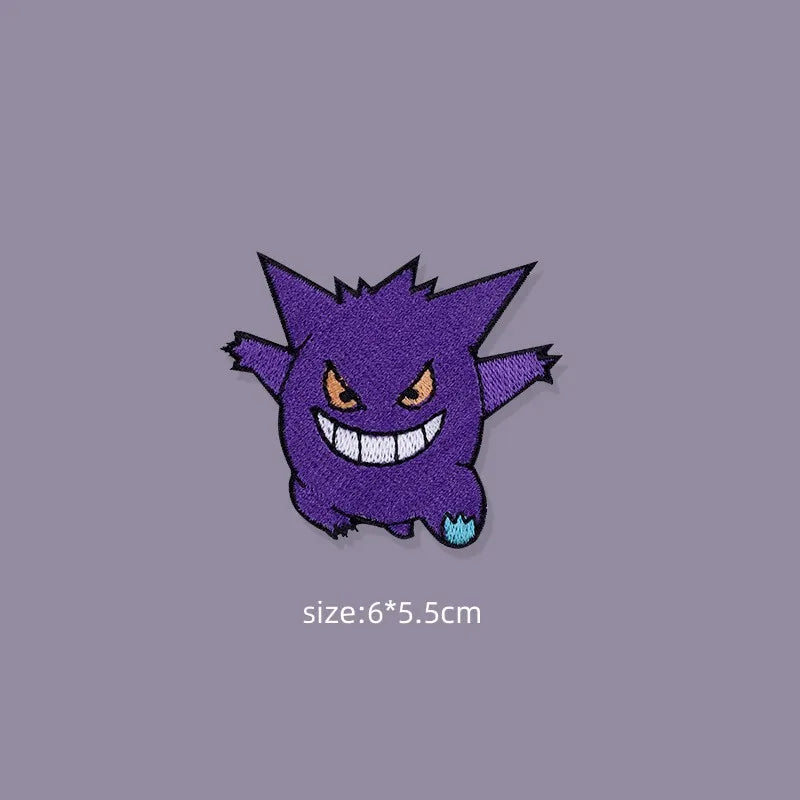 Original Pokemon 3 Style Gengar Patch DIY Badge Cloth Patch Embroidery Clothing Bag Sticker down Jacket Denim Xmas Gift